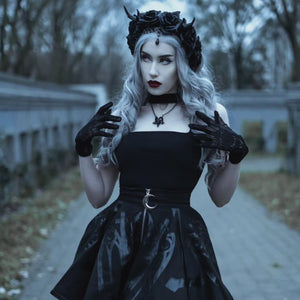 Gothic Wreath, Roses & Beads Headpiece