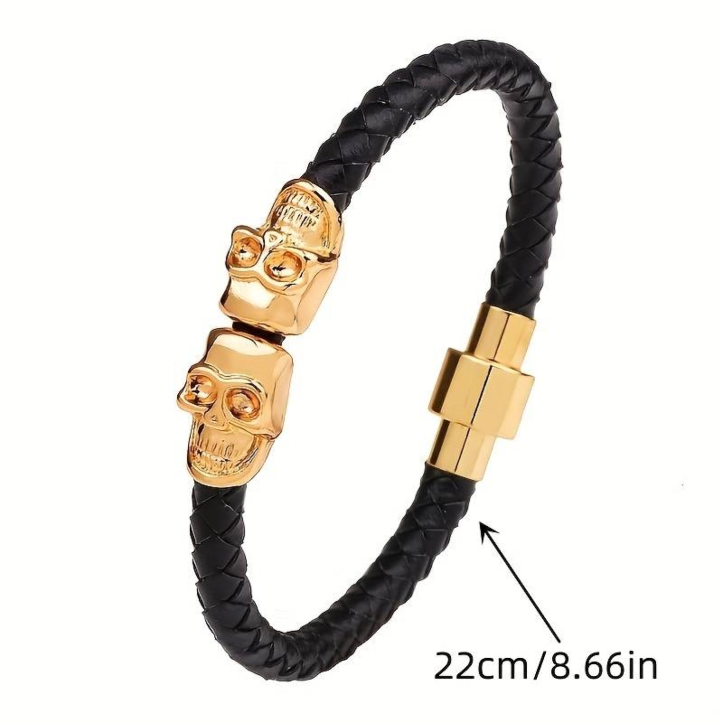 Braided Vinyl Punk Skull Bracelet