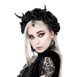 Gothic Wreath, Roses & Beads Headpiece