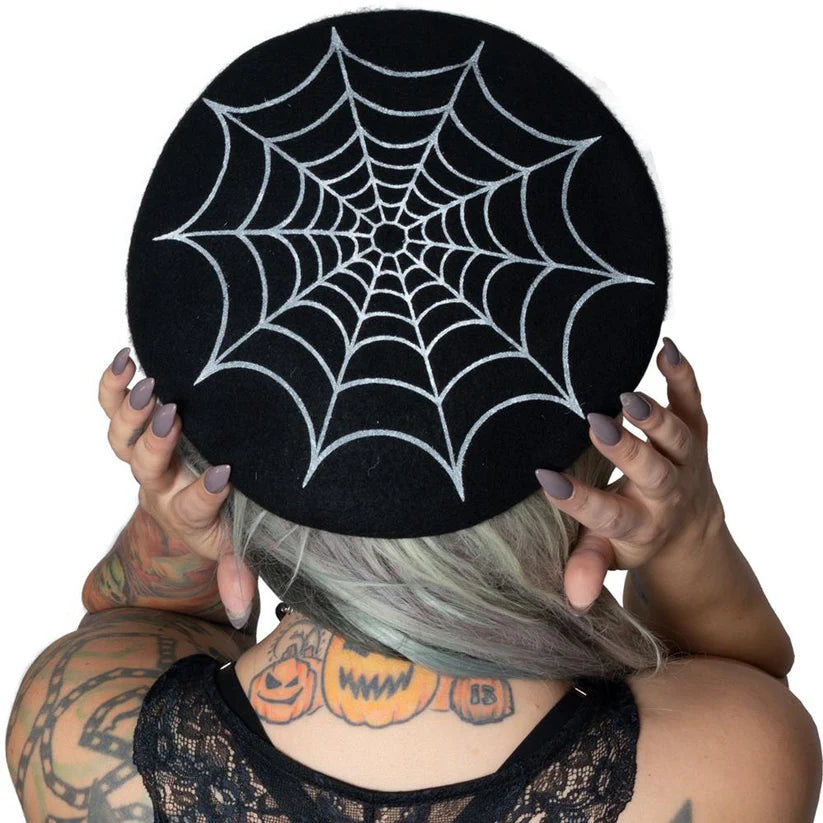 Web Black Beret Hat
