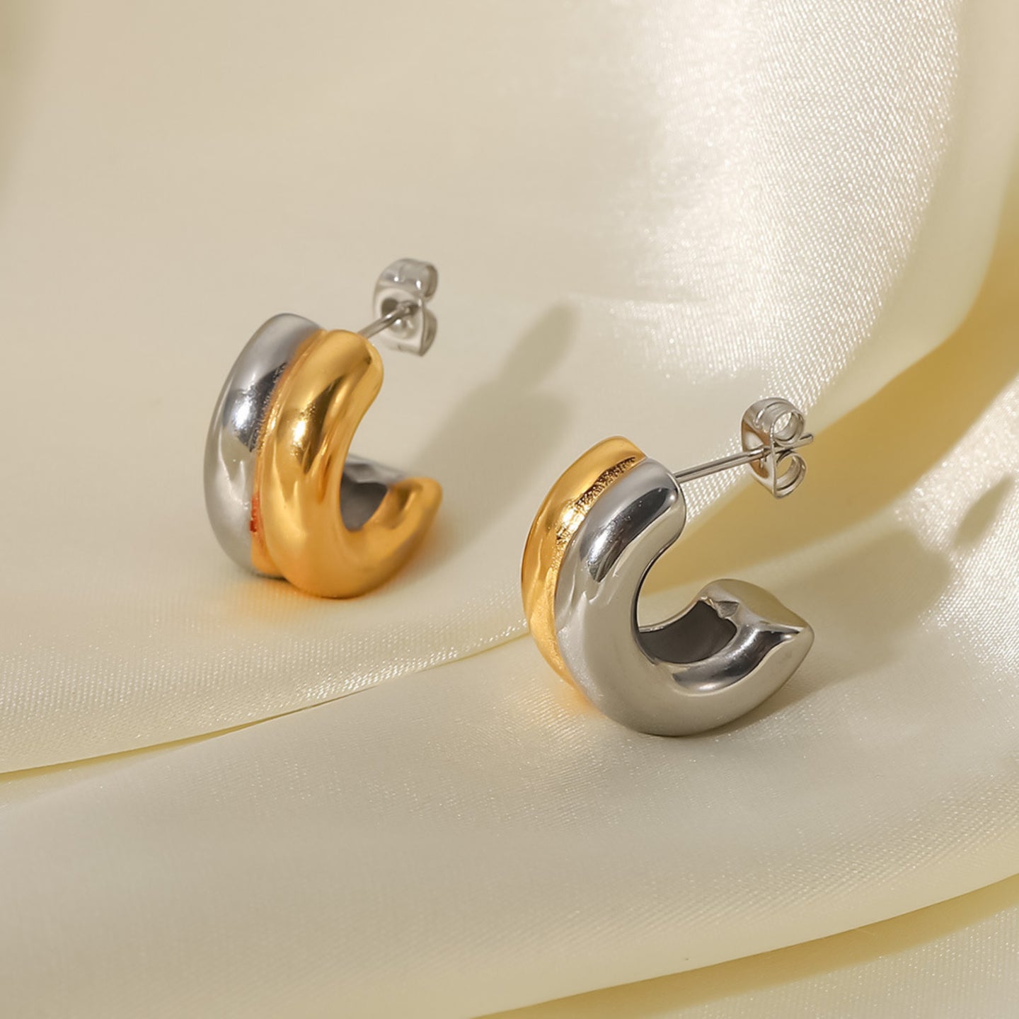 Double Gold & Silver Hoop Earrings