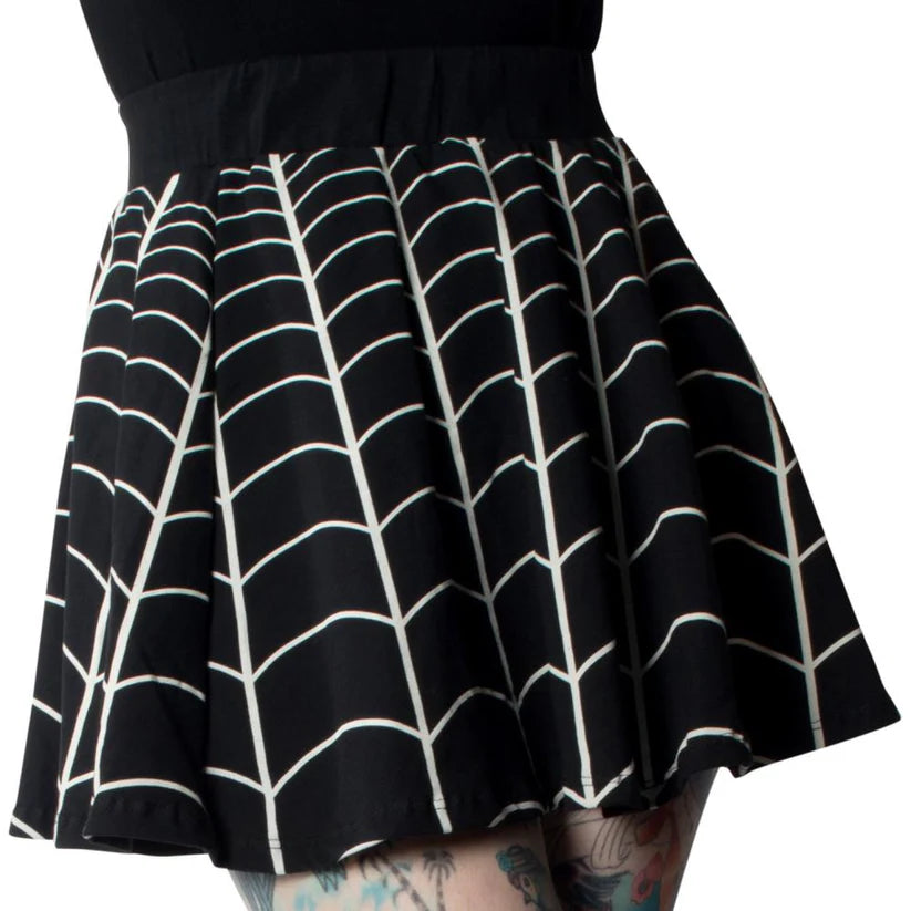 Spiderweb White Skater Skirt