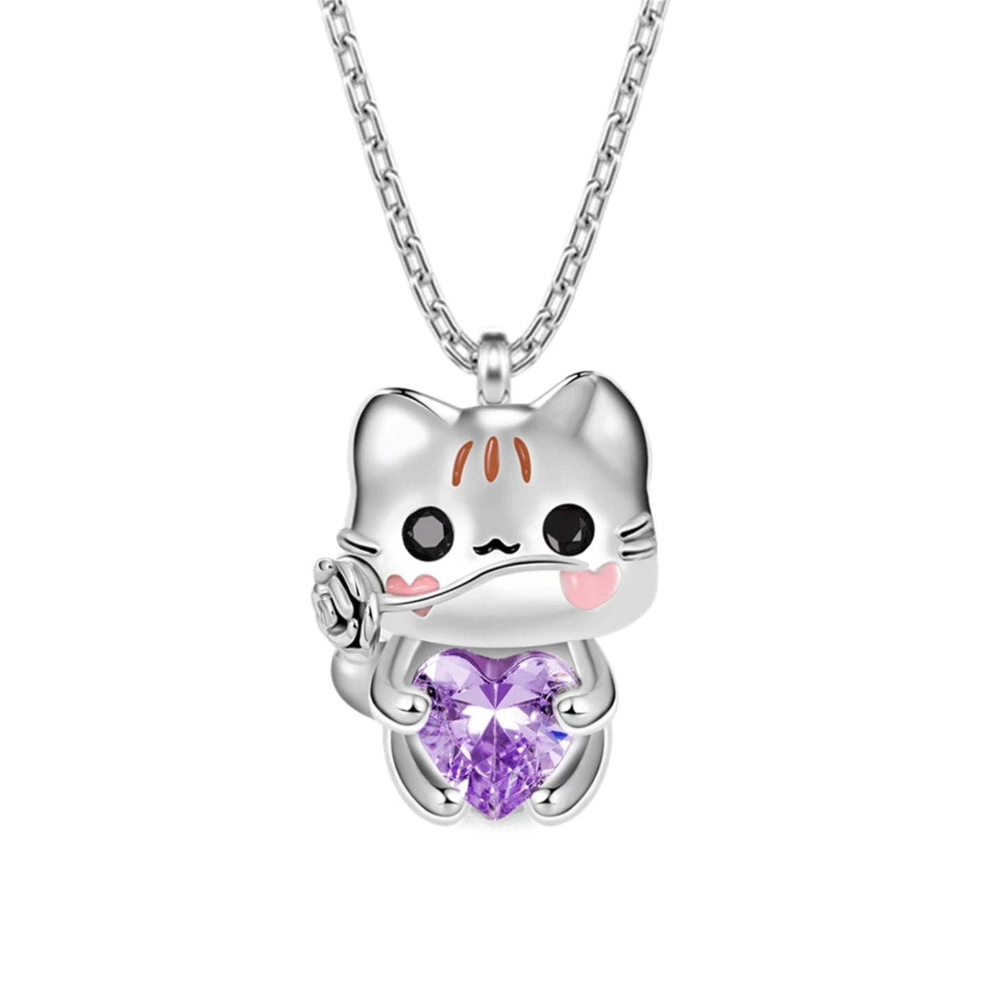 Lovely Amathyst Cat Necklace