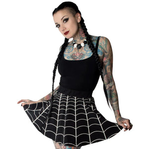 Spiderweb White Skater Skirt