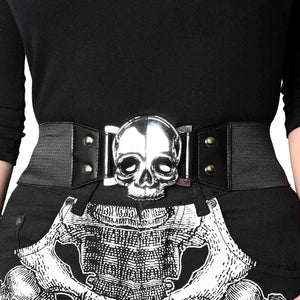 Elastic Waist Belt Skull Black