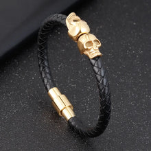 Cargar imagen en el visor de la galería, Braided Vinyl Punk Skull Bracelet
