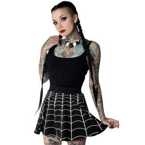 Spiderweb White Skater Skirt