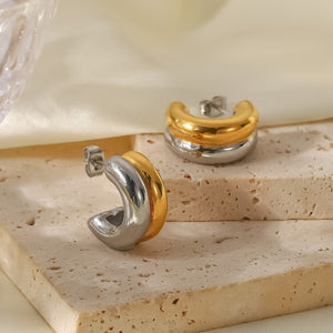 Double Gold & Silver Hoop Earrings