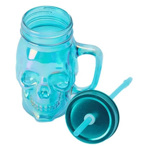 Psychedelic Skull Blue Mason Jar