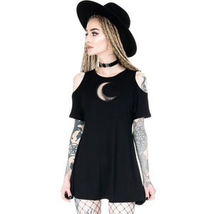 Crescent Moon Mesh Tunic Dress