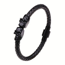 Cargar imagen en el visor de la galería, Braided Vinyl Punk Skull Bracelet
