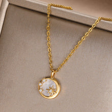 Cargar imagen en el visor de la galería, Shell Sun &amp; Moon Necklace
