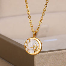 Cargar imagen en el visor de la galería, Shell Sun &amp; Moon Necklace
