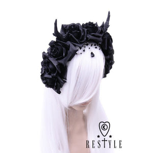 Gothic Wreath, Roses & Beads Headpiece