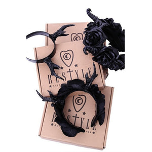 Gothic Wreath, Roses & Beads Headpiece