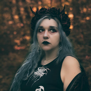 Gothic Wreath, Roses & Beads Headpiece