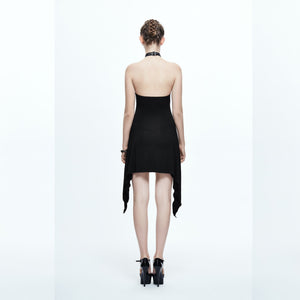 SKT053 Black Halter Butterfly Dress