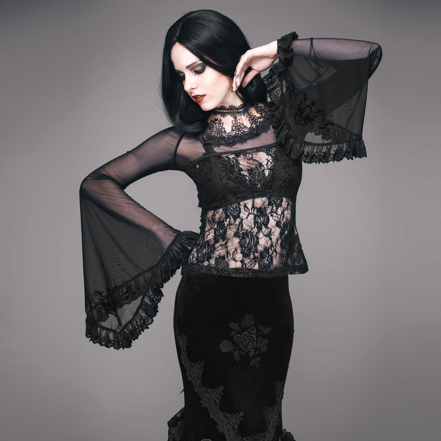 ETT052 Sexy Black Lace T-Shirt