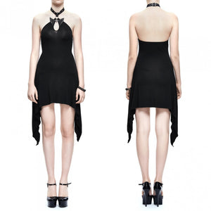 SKT053 Black Halter Butterfly Dress