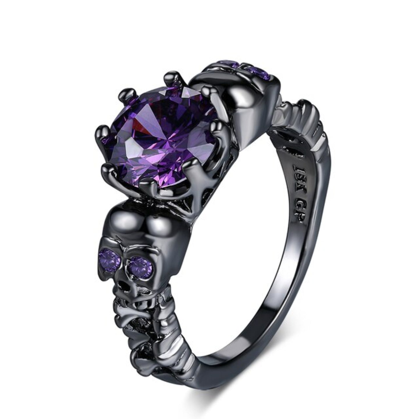 Purple Circon Skull Ring