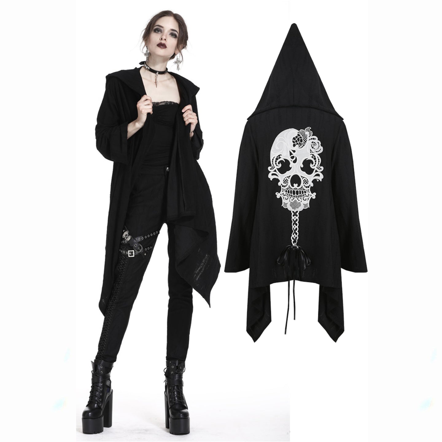 JW181 Gothic skull back baggy jacket