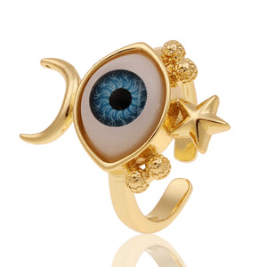 Moon-Star Eye Ring