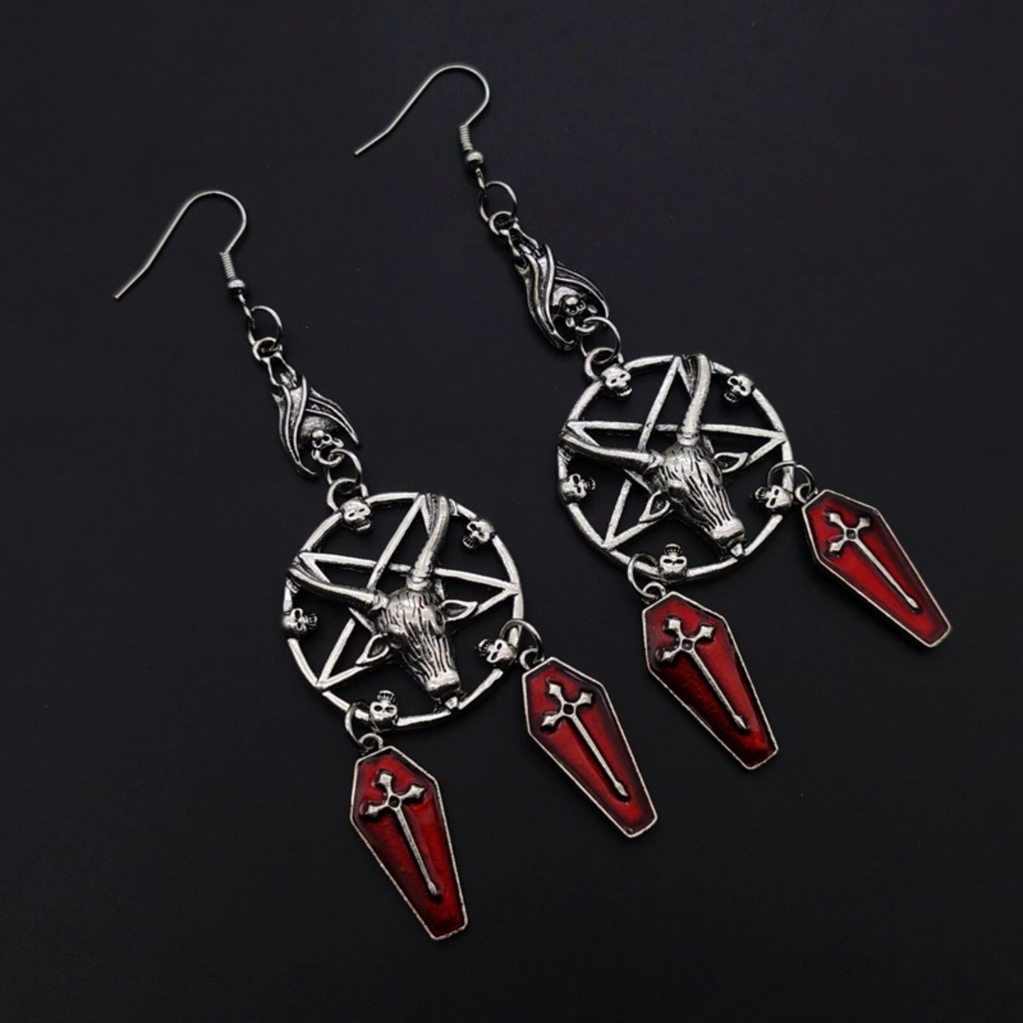 Baphomet Crypt Red Earrings