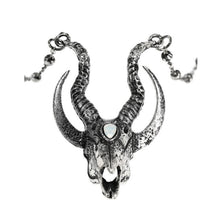Cargar imagen en el visor de la galería, Silver Crescent Skull Necklace
