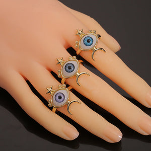 Moon-Star Eye Ring