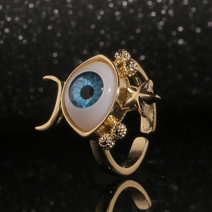 Moon-Star Eye Ring