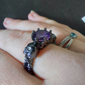 Purple Circon Skull Ring