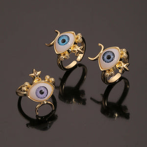 Moon-Star Eye Ring