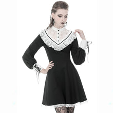 Cargar imagen en el visor de la galería, DW355 Ladies black lolita dress with white inverted triangle lac
