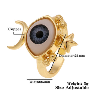 Moon-Star Eye Ring