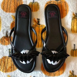 Betty Bat Black Patent Sandals