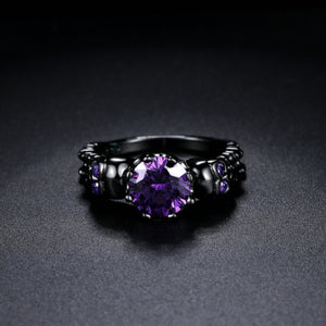 Purple Circon Skull Ring