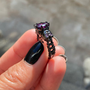 Purple Circon Skull Ring